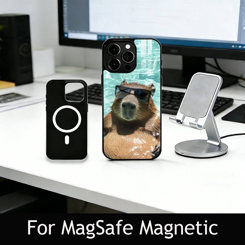 Cute capybara Phone Case For iPhone17,16,15,14,13,12,11 Plus,Pro Magnetic with Magsafe Wireless Charging