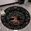 1pc Yggdrasil Tree of Life Print Round Rug - Non-Slip Polyester Rug for Living Room, Bedroom and Kitchen Decor - Crystal Fleece