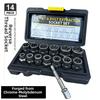 14pcs Damaged Lmpact Socket Set, Nut And Bolt Extractor & Remover-Chrome Molybdenum Steel Extractors With Storage Box