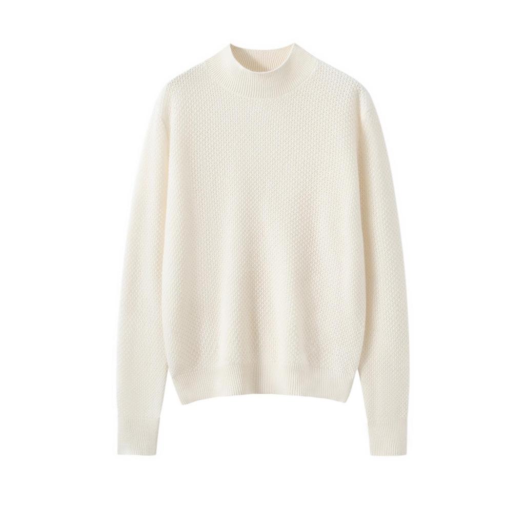 Cashmere Knit Half-High Neck Winter Cardigan Sweater