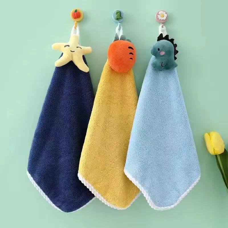 Soft, Absorbent, Hangable Hand Towel – Cute & Non-Shedding for Children's Bathroom or Kitchen Use.