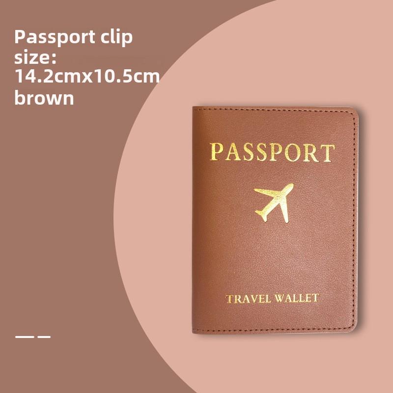 "PU Leather Luggage Tag & Passport Cover Set with Cross-Border Airplane Design"