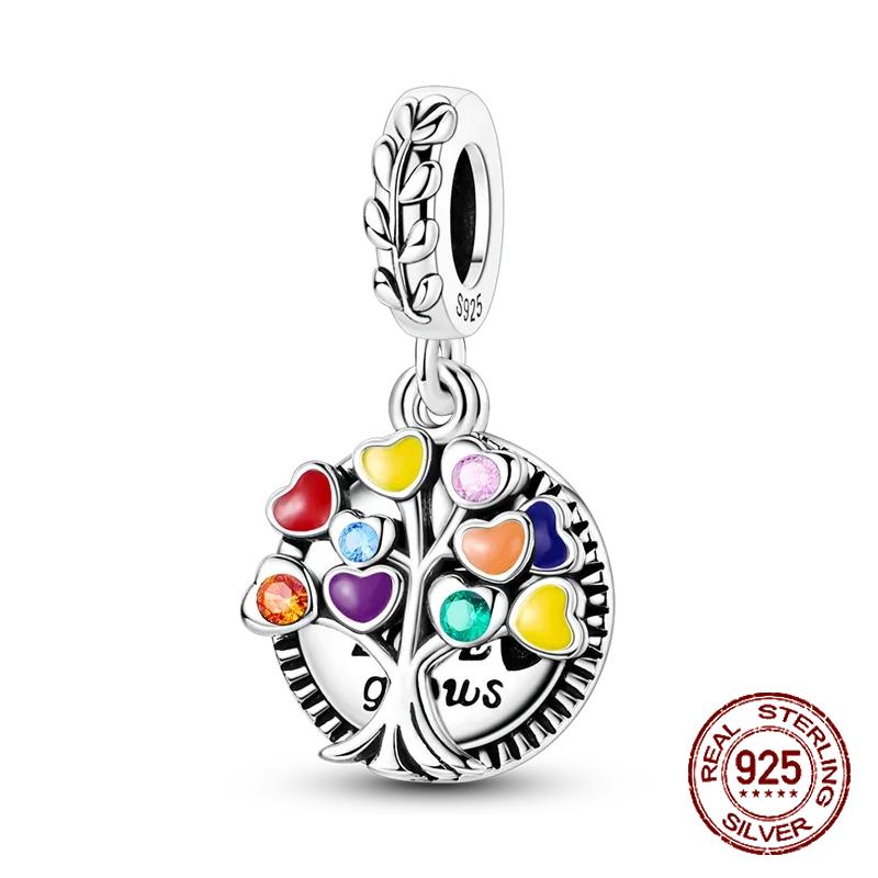 Double Sided Heart Sisters Charm Copper Tree Of Life Family Dangle Pendant Fit Bracelet Necklace Diy Jewelry