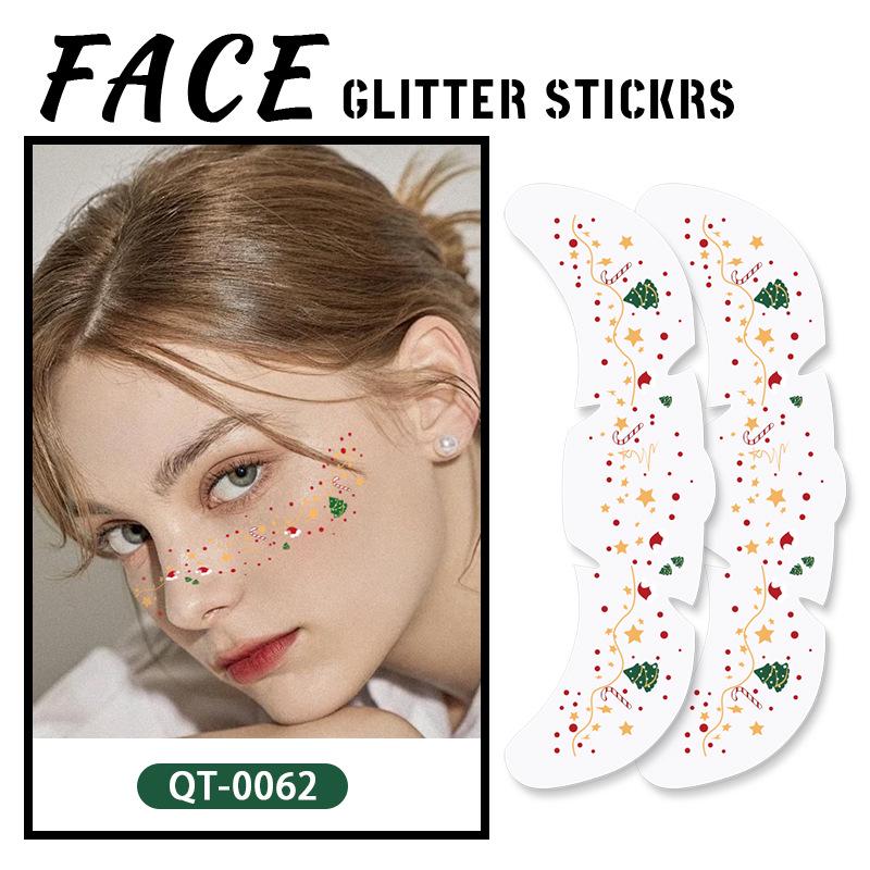 Christmas Butterfly & Flower Face Tattoo Stickers - Fresh European Style Freckle Designs for Parties