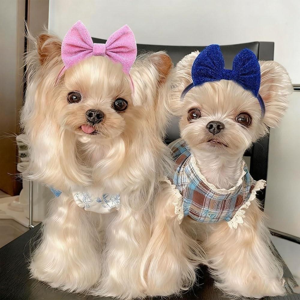 Colorful Pet Hair Bows Cloth Pet Costumes Easy Wear Dog Hair Bow Headbands Dog Supplies