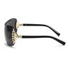 European and American Style Diamond-encrusted Sunglasses with Integrated Lenses and Fan-shaped Design for Women.