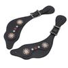 Spur Straps Western Rhinestone Floral Boots Vintage Spur Straps for Horse Riders Adjustable Length Handcrafted Black