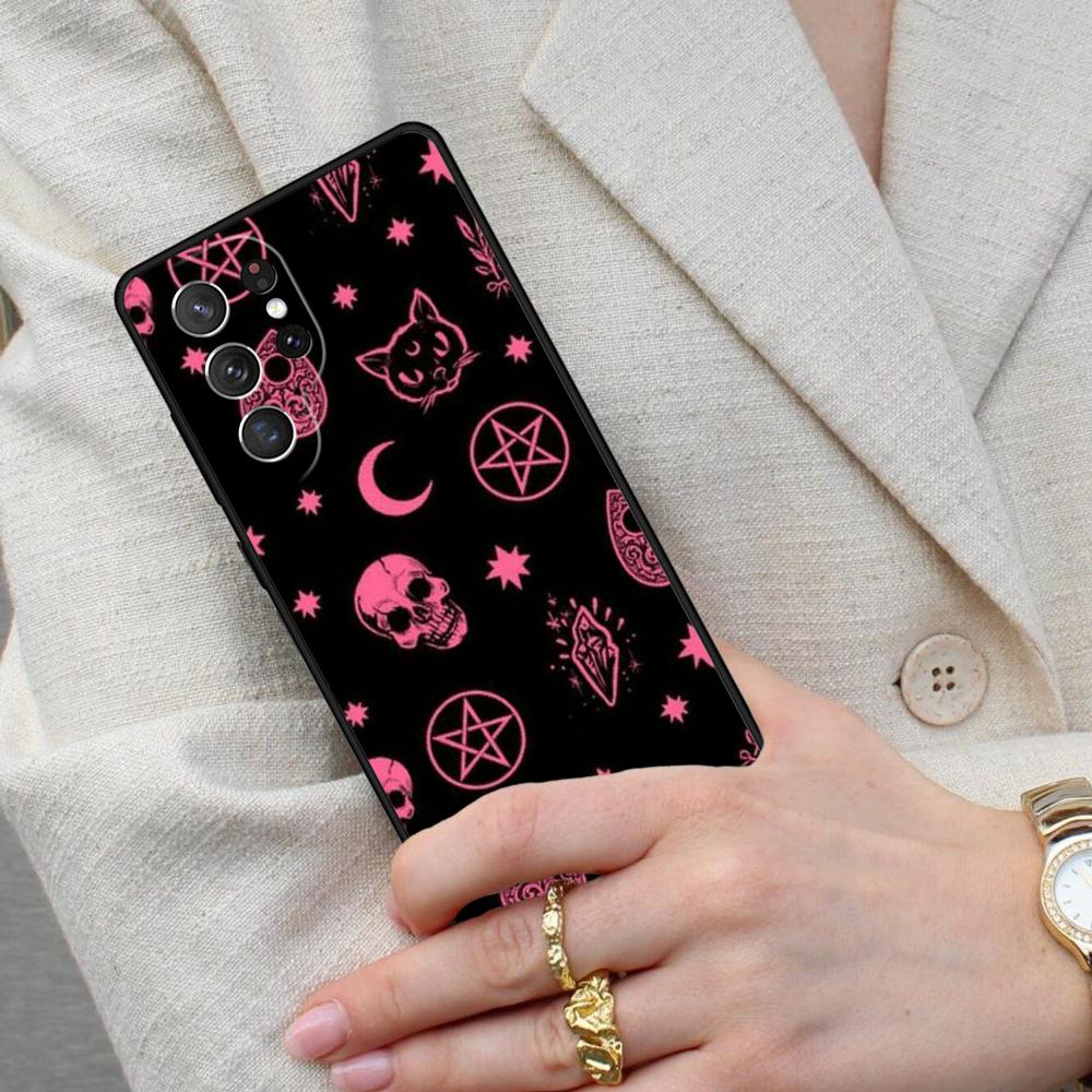 Girly Pastel Witch Goth Pattern SOFT Cell Phone Case for Samsung Galaxy S26 Ultra S25 S24 S23 S22 S21 S20 Note10 Cover