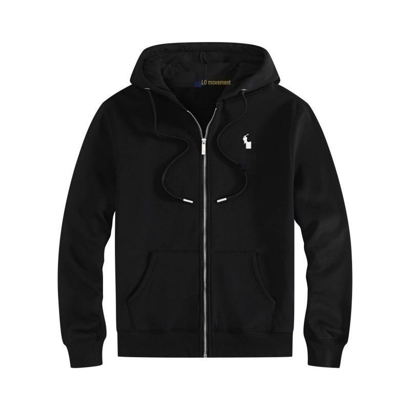 Herren Velours Polo Hoodie Set mit gesticktem Pferde-Logo