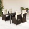 Vidaxl 5-Cz. Garden Furniture Set With Cushions, Brown, Poly Rattan