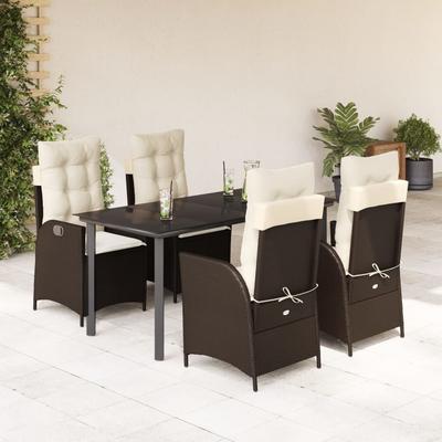 Vidaxl 5-Cz. Garden Furniture Set With Cushions, Brown, Poly Rattan