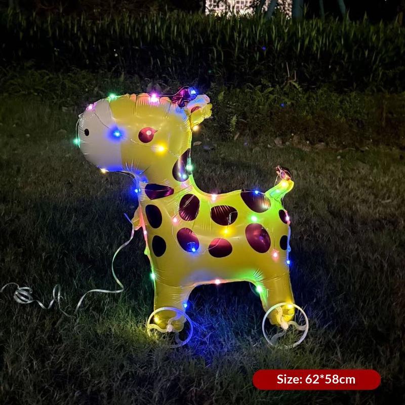 HUAHUAElephant Inspired Standing 4D Glow Foil Balloons with Wheels for Child's Birthday and Baby Shower DecorationsHUAHUA