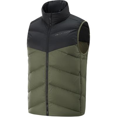 Li Ning Fitness Series Warm Stand Collar Zipper Color Block Sleeveless Vest Men Vests Military-Green AMRU101-9