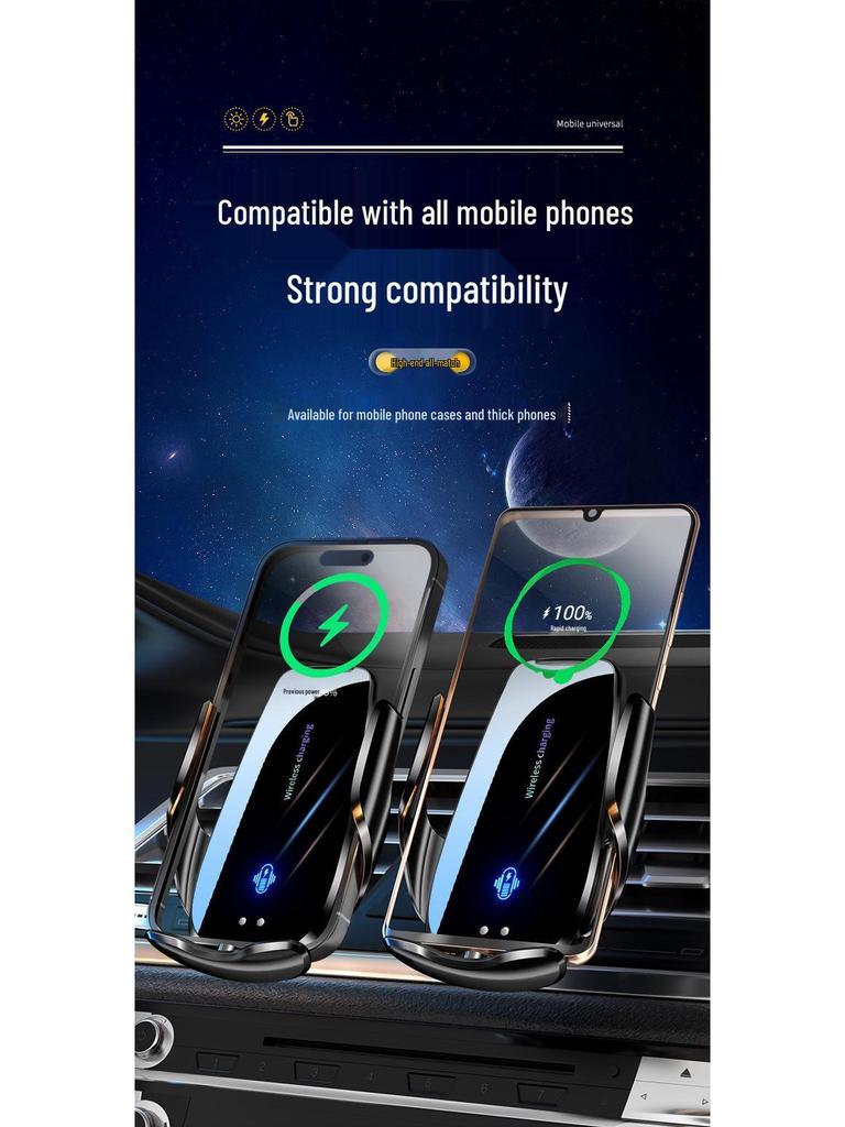 Magic Clip Q95 Wireless Car Charger & Phone Holder with 15W Auto Open/Close