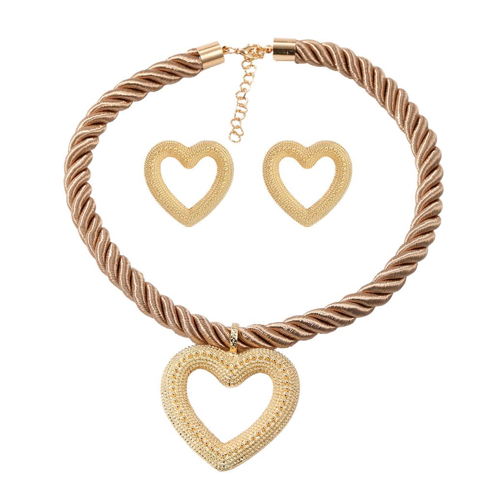 Heart Pendant Woven Twist Necklace for Women Jewelry Gift Holiday Party Wear Accessory
