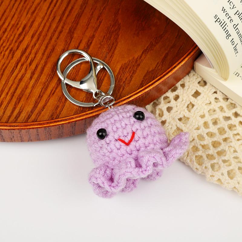 Creative Animals Keychain Hand Knitted Small Pendant Room Decor Handmade Wool Knitted Rabbit Sheep Keychain Christmas Gifts