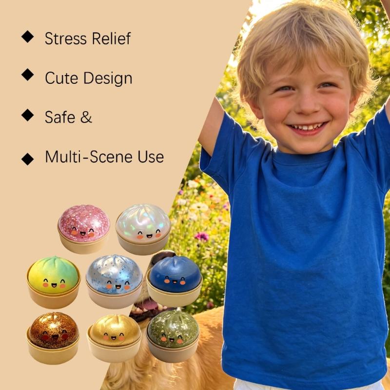 5Pcs Dumpling Press Toy, Giants Glitters Dumpling Fidgets Sensory Toy For Safe And Funny Kitchen Activity With Kids