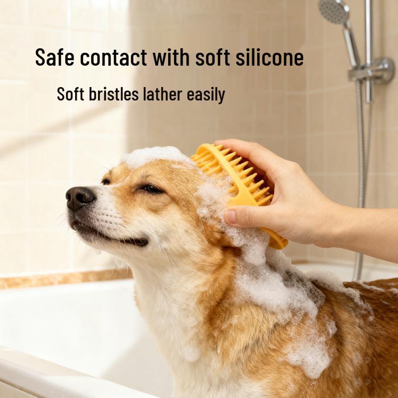 Silicone Pet Bath & Massage Brush: Cat & Dog Shower Scrubber