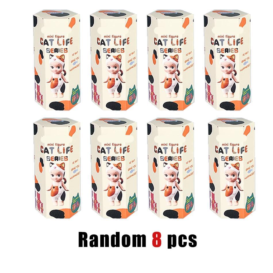 Angel Mini Figure Cat Life Series Blind Box Action Figures Toy Ornaments Doll Model for Fans Kids Christmas Gifts