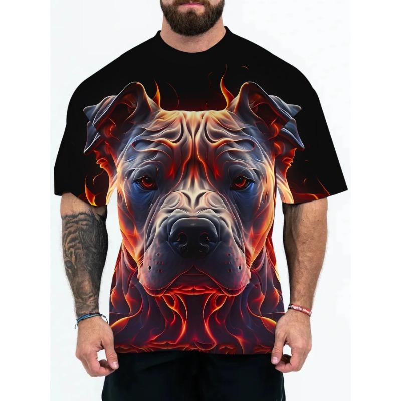Summer Round Neck 3D Animal Patterns Print Top Fashionable Casual Short Sleeved Men's T-shirts
