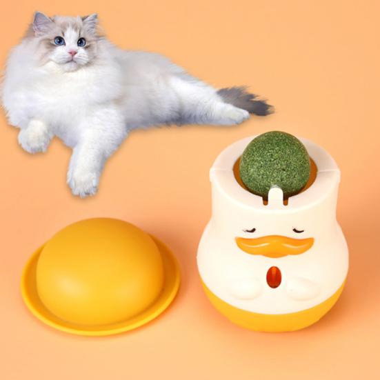 Interactive Cat Teaser Stick Cat Toy with Feathered Fish Interchangeable Teaser Heads 360-Degree Rotating Duck Base Detachable Teaser Wand