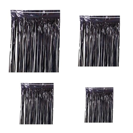 Party Rain Tinsel Shiny Solid Color Photo Backdrops Reflective Reusable Decorate Parties Self-adhesive Space-saving Black Rain Curtain Wedding
