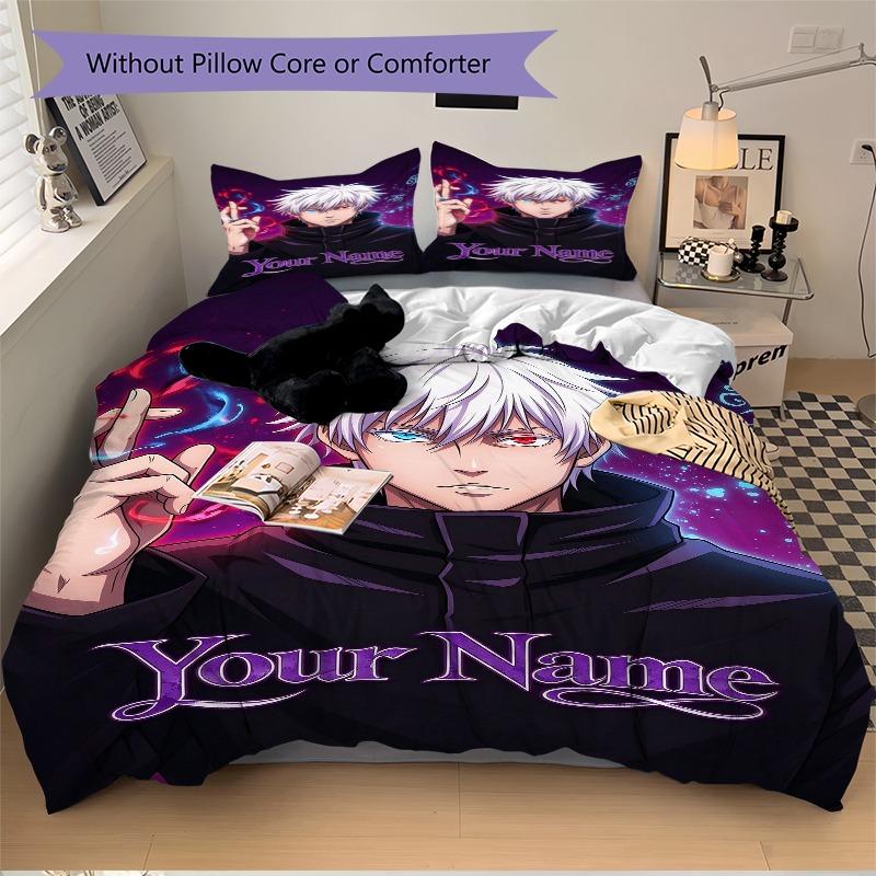 Name Bedding Set Personalized Washable Custom 3Pcs Duvet Cover Pillowcases Soft Microfiber Home Bedroom Gift