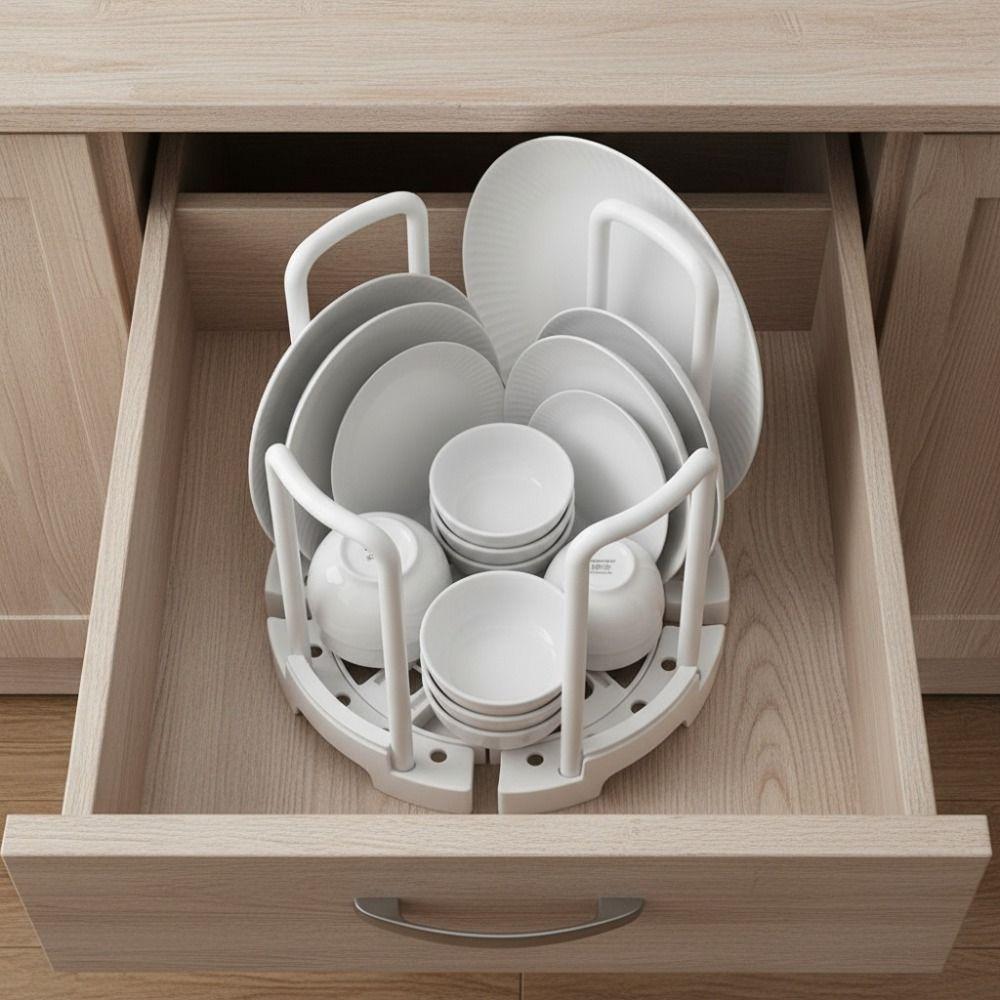 ABS, PP Retractable Bowl Rack Gray Multifunctional Plastic Bowl Holder Reusable Space Saving Adjustable Plate Holders