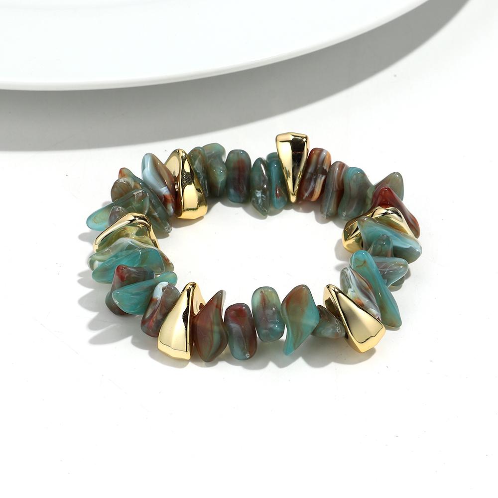 Acrylic Irregular Imitation Crushed Stone Beaded Bracelet for Women Boho Multicolored Strechy Bracelets Vacation Jewelry Gifts