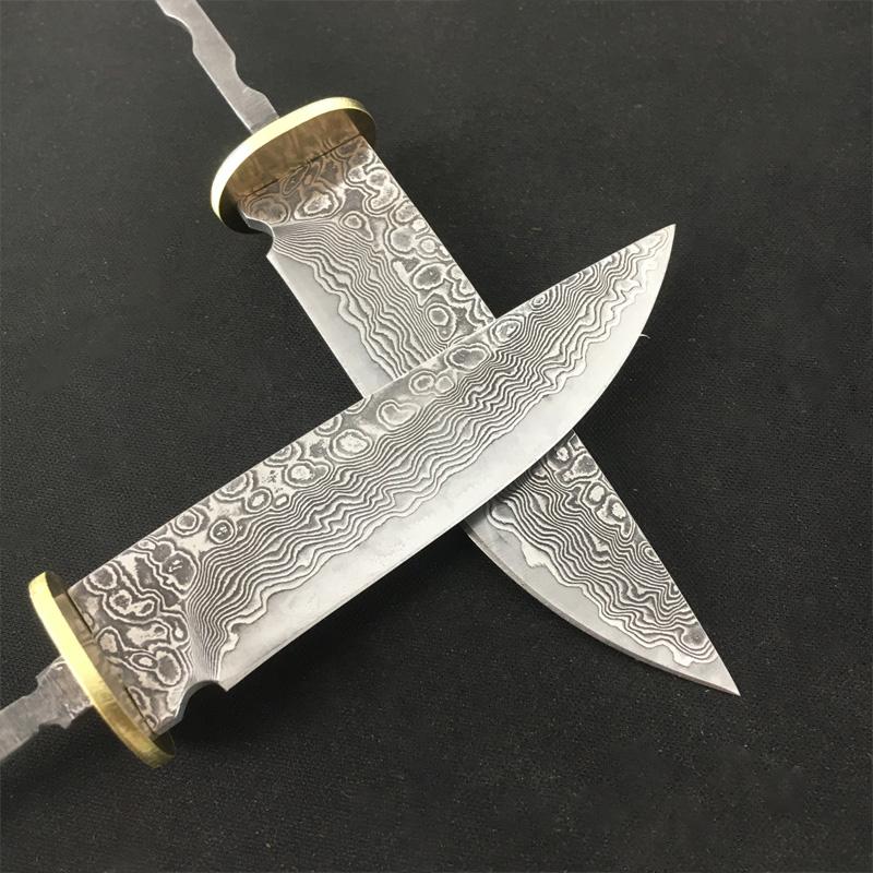 Damascus Steel Fixed Blade Knife Blanks - Unfinished Blade Forging Blanks, Semi-finished Knife Blank | DIY Knife Accessories