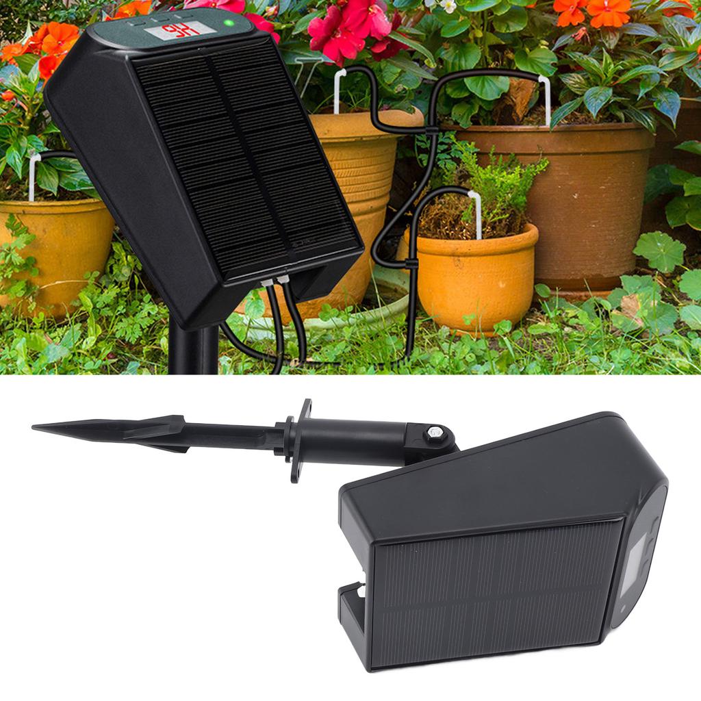 Solarbetriebenes Wasserversorgungssystem Solarbewässerungsset Automatisches Pflanzenbewässerungsgerät für 15 Topfpflanzen mit 15M Wasserleitungen 15 Wasserzuführungsstellen