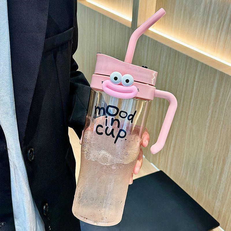 Large Capacity Cute Summer Water Cup for Girls - Portable, High-Temperature Resistant Straw Cup for Office