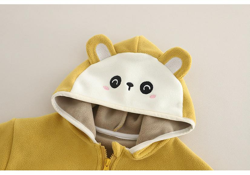 2025 Spring/Autumn Baby Cartoon Double-Sided Fleece Hooded Jacket for Boys & Girls