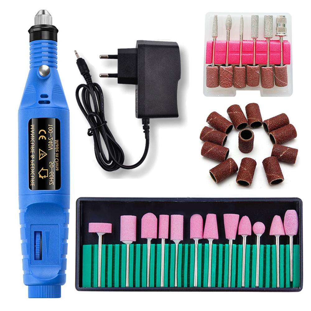 Electric Nail Drill Bits Set Milling Machine Manicure Pedicure Nail File Sanding Bands Gel Remover