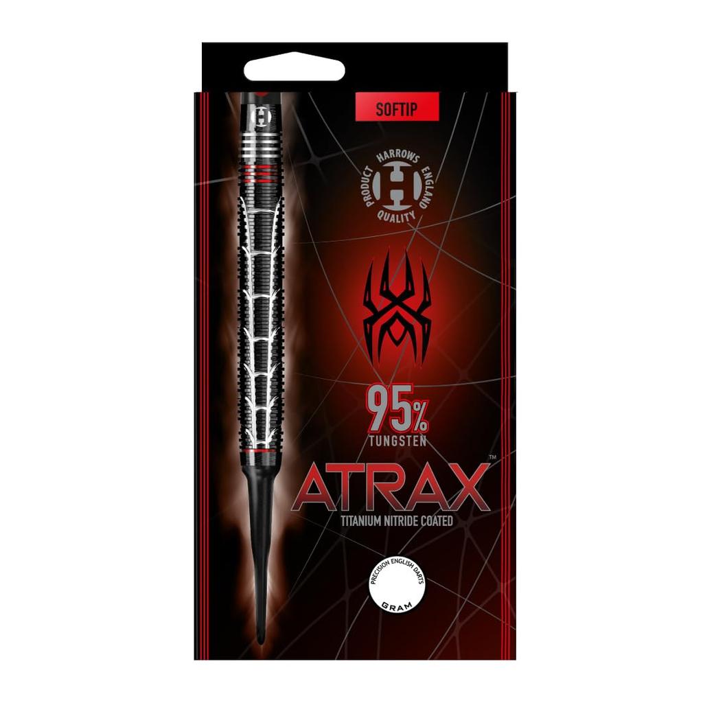 Harrows Atlax 2BA Steel Tip Darts Barrel 18gR Overall Length 51.0mm Max Diameter 6.3mm Torpedo Shape Ring Cut and Vertical Cut