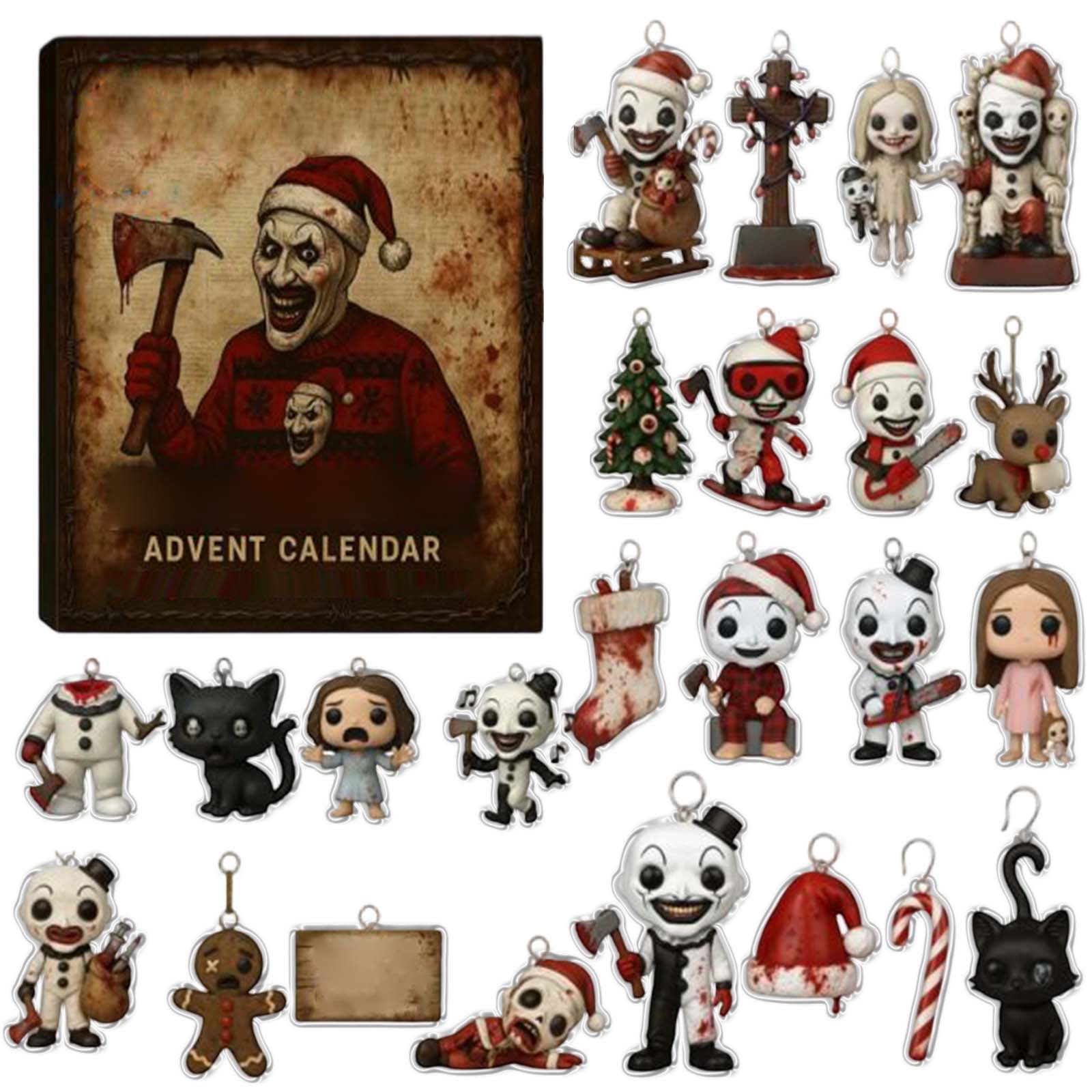 

Календарь ожидания включает 24 рождественских украшения. Календарь прибытия Обратный отсчет до Рождества One Size красный