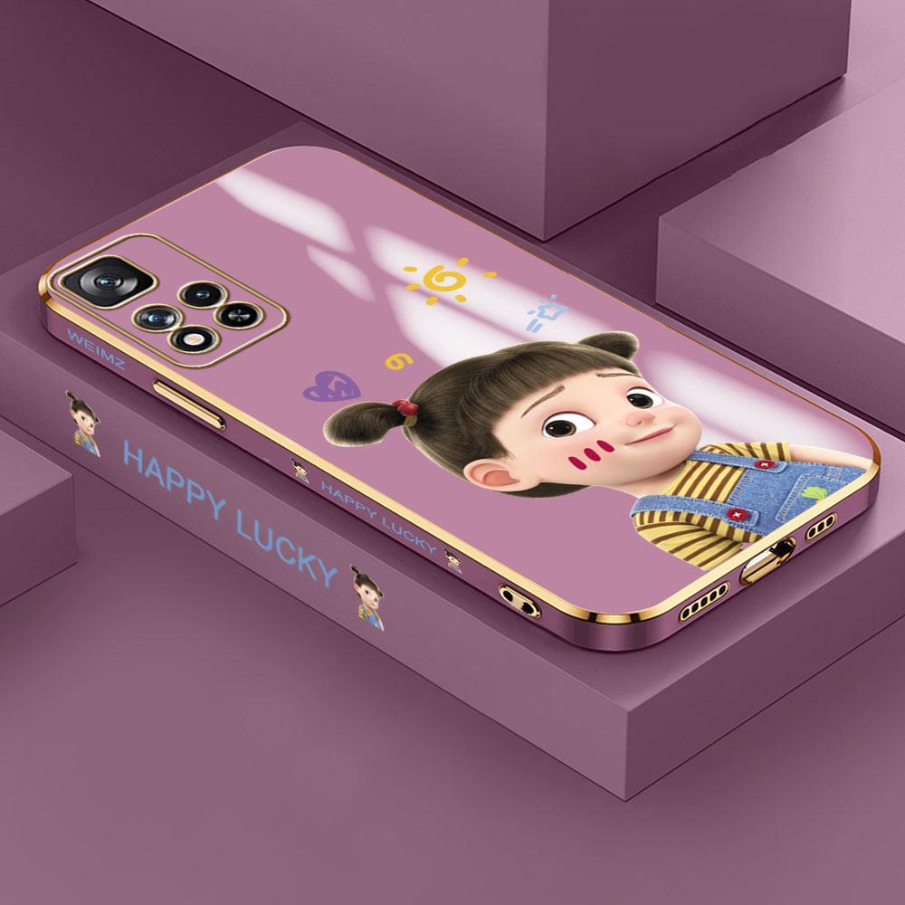 For Redmi Note 13 Pro 12 Pro 12S 11 Pro 11S 10S OPPO A38 A77s A96 Realme C33 C65 OnePlus Cute Cartoon Girl Pattern Full Lens Protect Casing