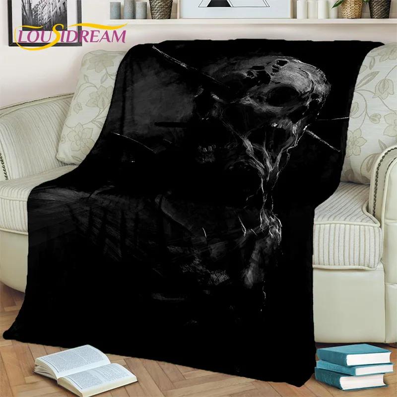 Horror Gothic Skull Ghost Cartoon  Blanket,Soft Throw Blanket for Home Bedroom Bed Sofa Picnic Travel Office Cover Blanket Kids