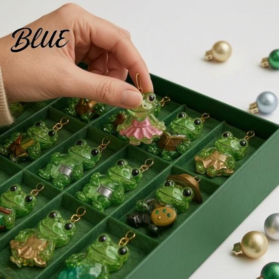 Frog Advent Calendar Holiday Hanging Box with Day Countdown Calendar 24 Acrylic Ornament Decorations Pendants