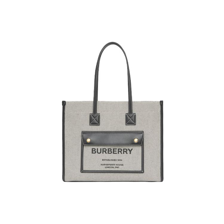 

Burberry Freya Horseferry Print Canvas And Leather Tote Bag Women Tote Bags Gray Black 80441371 Basic Set (Bag+Dust Bag)