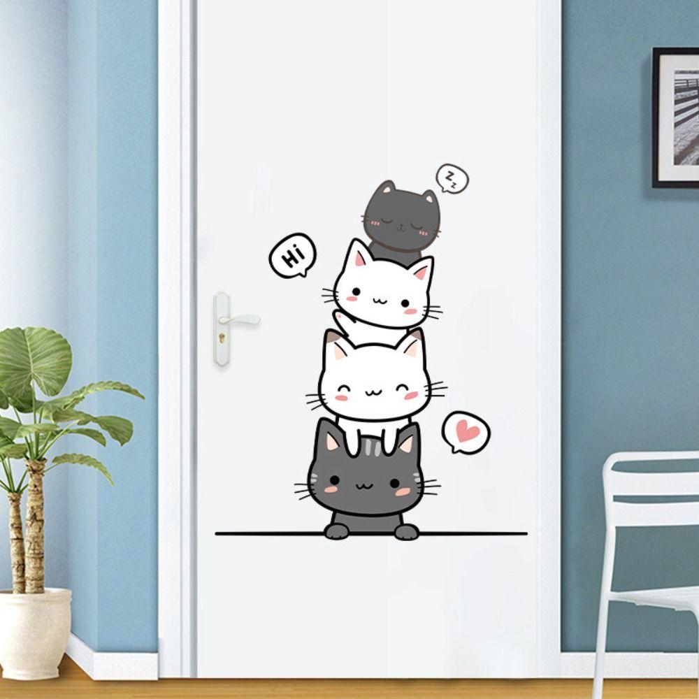 PVC Cat Wall Stickers Cute Wallpaper Art Wall Decals  Living Room