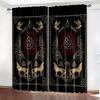 Set Of 2 Viking Shield Raven Wolf Light Blocking Curtains Black Red Gold Polyester Bedroom Living Room Office Curtain For Made Machine Washable