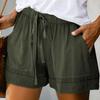 Womens Lake Blue Comfy Drawstring Loose Shorts Pants Straight LOOSE FIT Lady Pants with Pocket Summer  Wide Leg Females Shorts