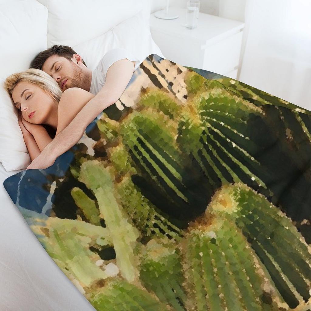 Stachelige Grüne Kakteen Landschaft von Iritof Überwurfdecke Decken für Bett Luxusmarke Anime Niedlich Karierte Decken