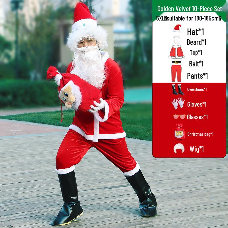 Adult Santa Claus Costume Set - Men's & Women's Plus Size Christmas Outfit