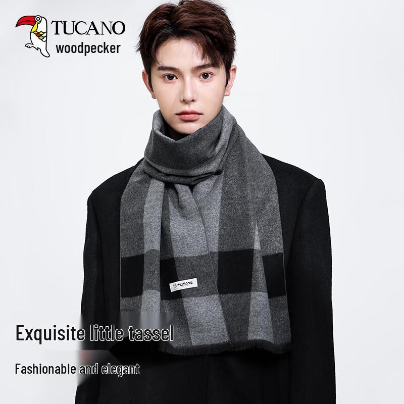 TUCANO Men's Autumn/Winter Plaid & Striped Scarf