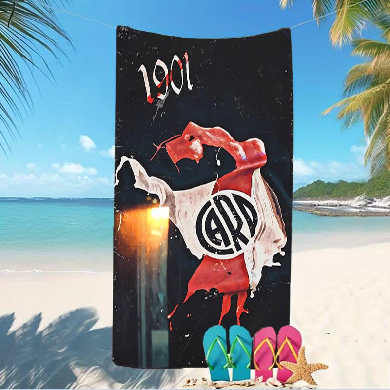 Beach Towel with Club Atlético River Plate Pattern - soft,absorbent,machine washable Lightweight&Modern,swimming,Travel Essentials