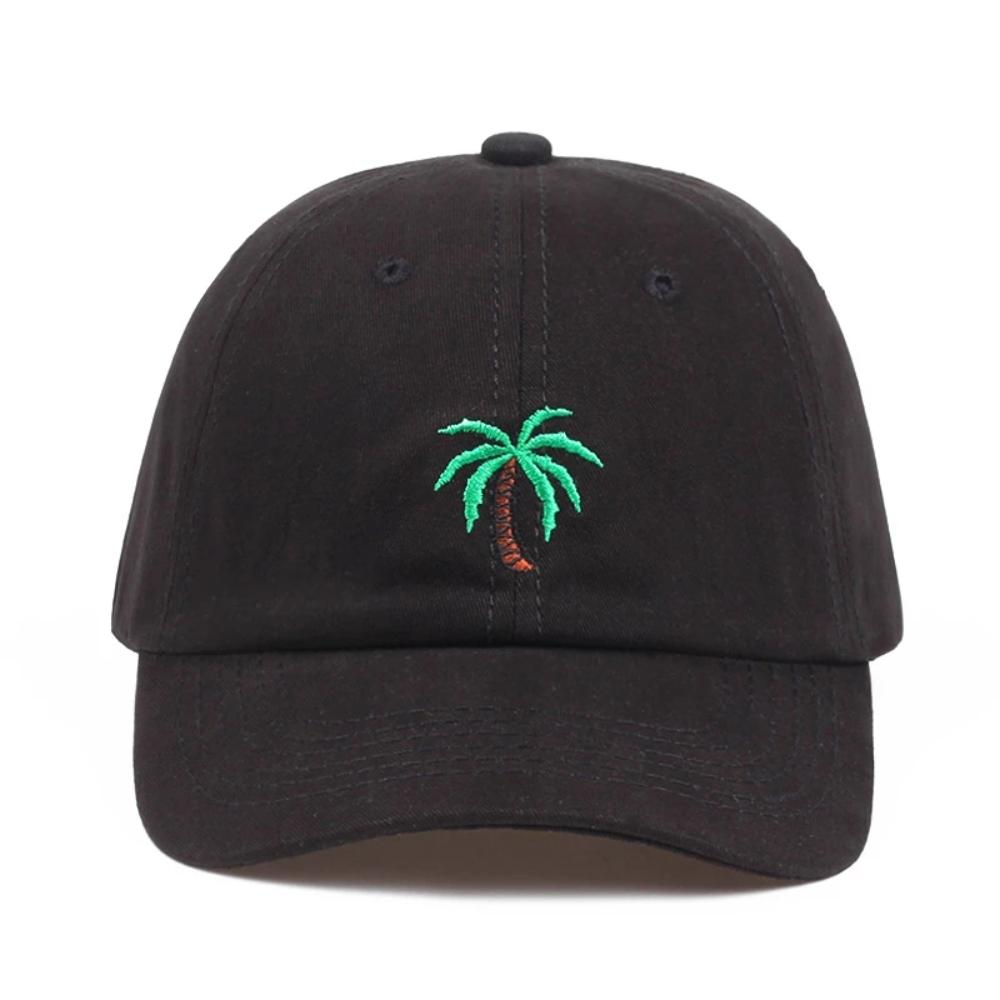 Men's Palm Tree Embroidery Baseball Cap Women Boy Coconut Tree Snapback Hip Hop Caps Outdoor Curved Black Cotton Dad Hat