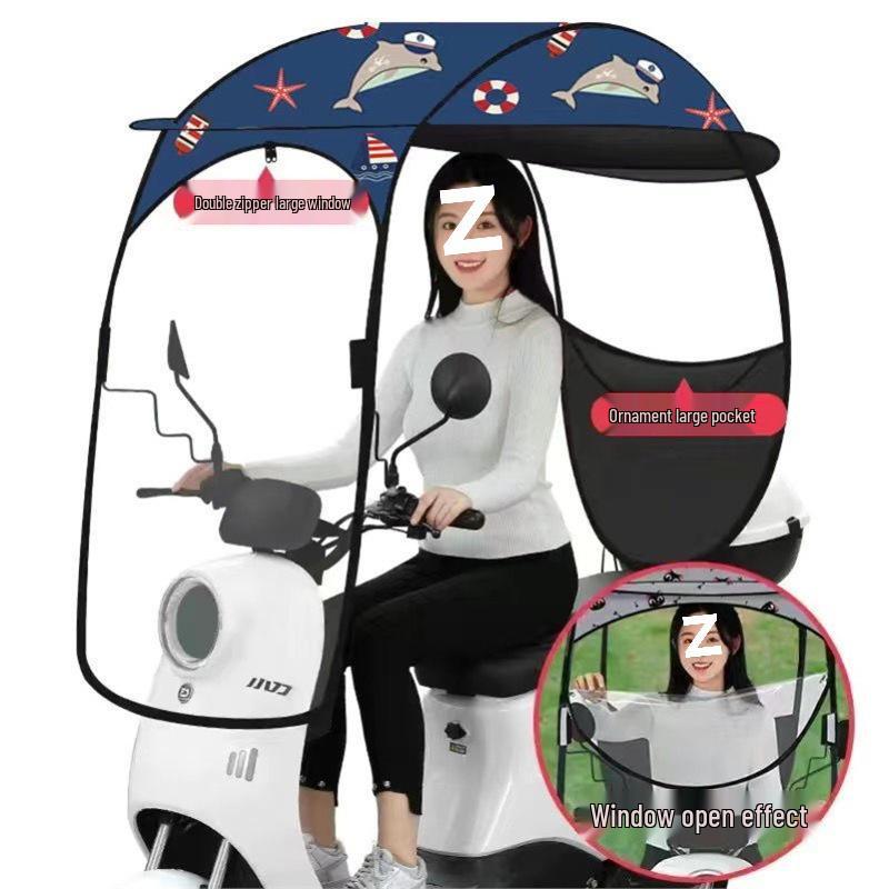 Detachable Electric Vehicle Canopy: Thickened Windshield Sunshade Umbrella Awning