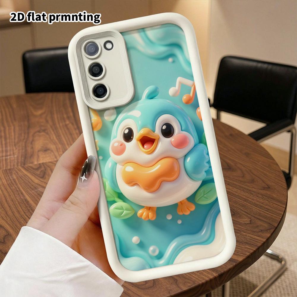 Phone case: 2D flat design suitable for Samsung Galaxy A34 A35 M05 M06 S20 S22 S21 FE Plus 5G protective case, singing little penguin, perfect Christm
